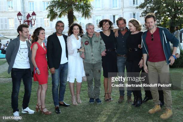 Claire Morin, Ary Abittan, Elsa Zylbertstein, Director Claude Lelouch, Marianne Denicourt, Stephane de Groodt and Agnes Soral attend the Photocall of...