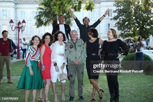 Claire Morin, Elsa Zylbertstein, Ary Abittan, Director Claude Lelouch, Stephane de Groodt, Marianne Denicourt and Agnes Soral attend the Photocall of...