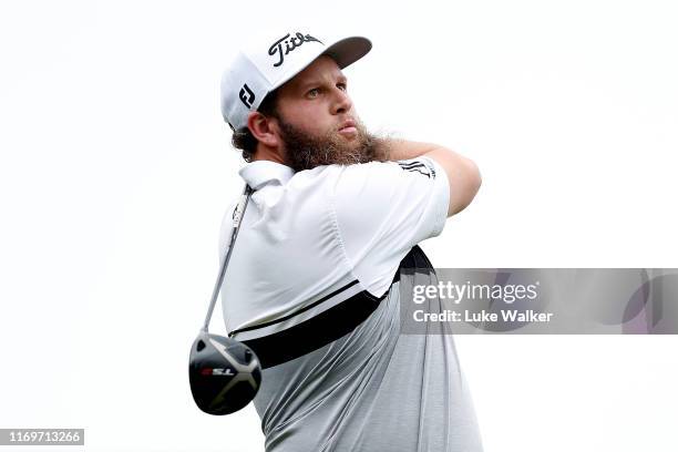 Andrew Johnston of England plays his shot off the 18th tee during Day Two of the Scandinavian Invitation at The Hills and Sports Club on August 23,...