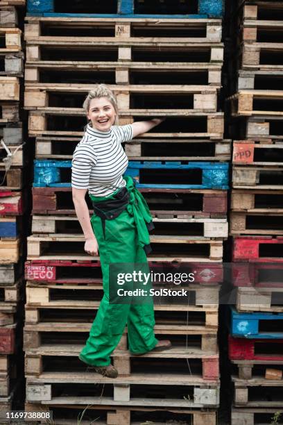 happy farm girl - pallet stock pictures, royalty-free photos & images