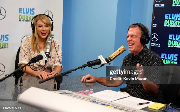 Taylor Swift and Elvis Duran during an interview on the "Elvis Duran And The Z100 Morning Show" at Z100 Studio on August 22, 2019 in New York City.