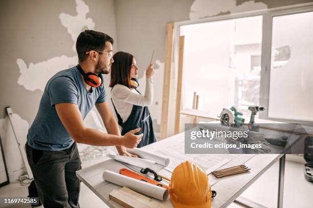 we have a plan - home renovations stock pictures, royalty-free photos & images