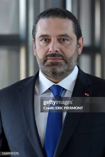 Lebanon's Prime Minister Saad Hariri arrives for a meeting with French Finance and Economy Minister at the Ministry of Economy in Paris on September...