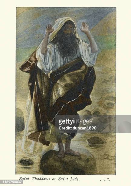 saint jude the apostle (judas thaddaeus) - james tissot stock illustrations