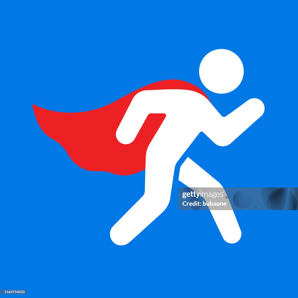 Superhero with Cape Running Icon