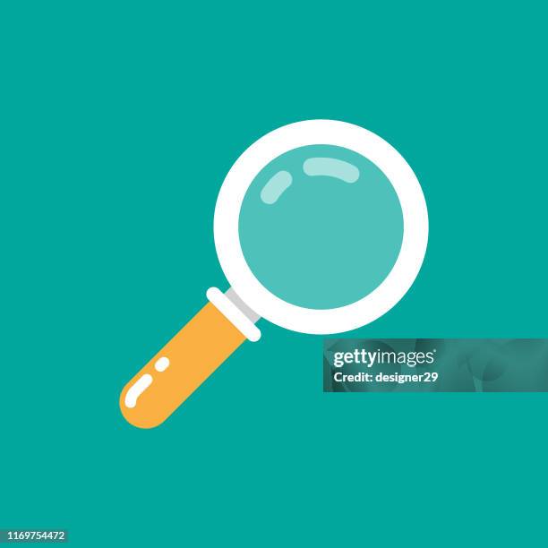 magnifying glass icon flat design. - discovery stock illustrations