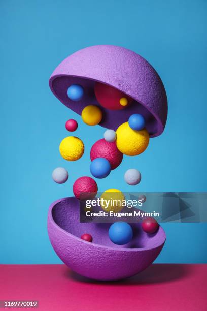 abstract multi-colored objects on colored background - symbiotic relationship 個照片及圖片檔