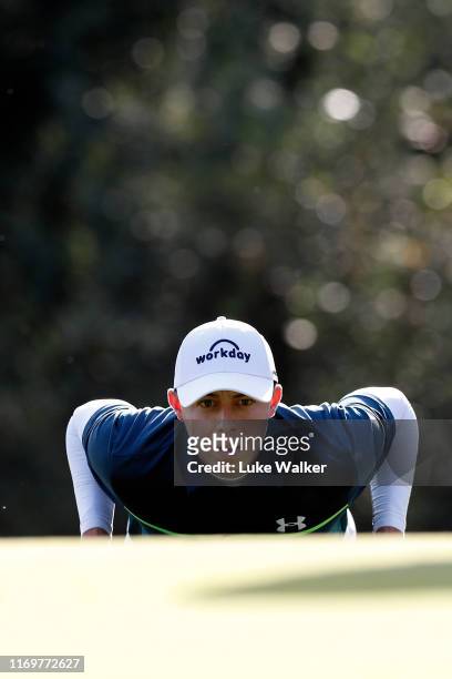 Matthew Fitzpatrick of England lines up a putt on the 16th green during Day Two of the Scandinavian Invitation at The Hills and Sports Club on August...
