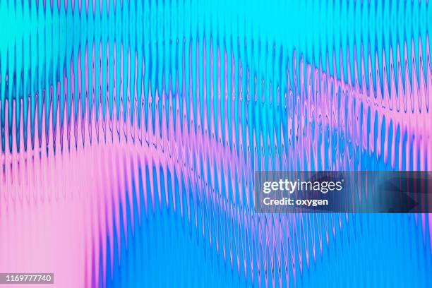 parallel blue pink lines distorted glitch background - crossing lines stock pictures, royalty-free photos & images