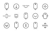 Scroll down icon. Scrolling mouse symbol for web design isolated on white background. Modern vector illustration