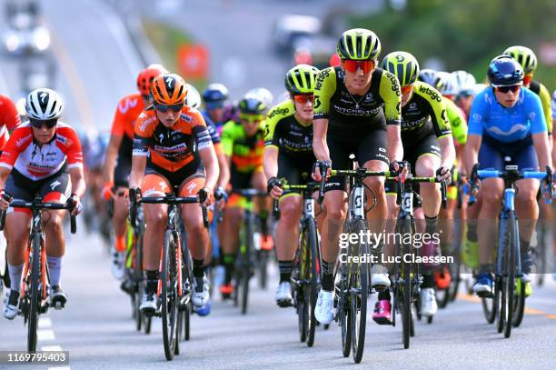 Karol-Ann Canuel of Canada and Boels - Dolmans Cycling Team / Skylar Schneider of The United States and Boels - Dolmans Cycling Team / Grace Brown of...