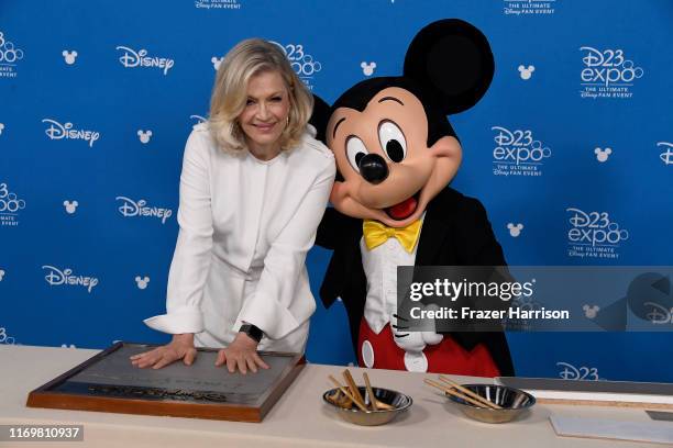 Diane Sawyer, Micky Mouse attend D23 Disney Legends event at Anaheim Convention Center on August 23, 2019 in Anaheim, California.