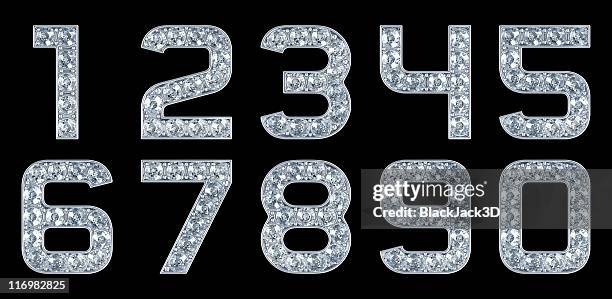 glamour numerals. isolated on black - getal stockfoto's en -beelden