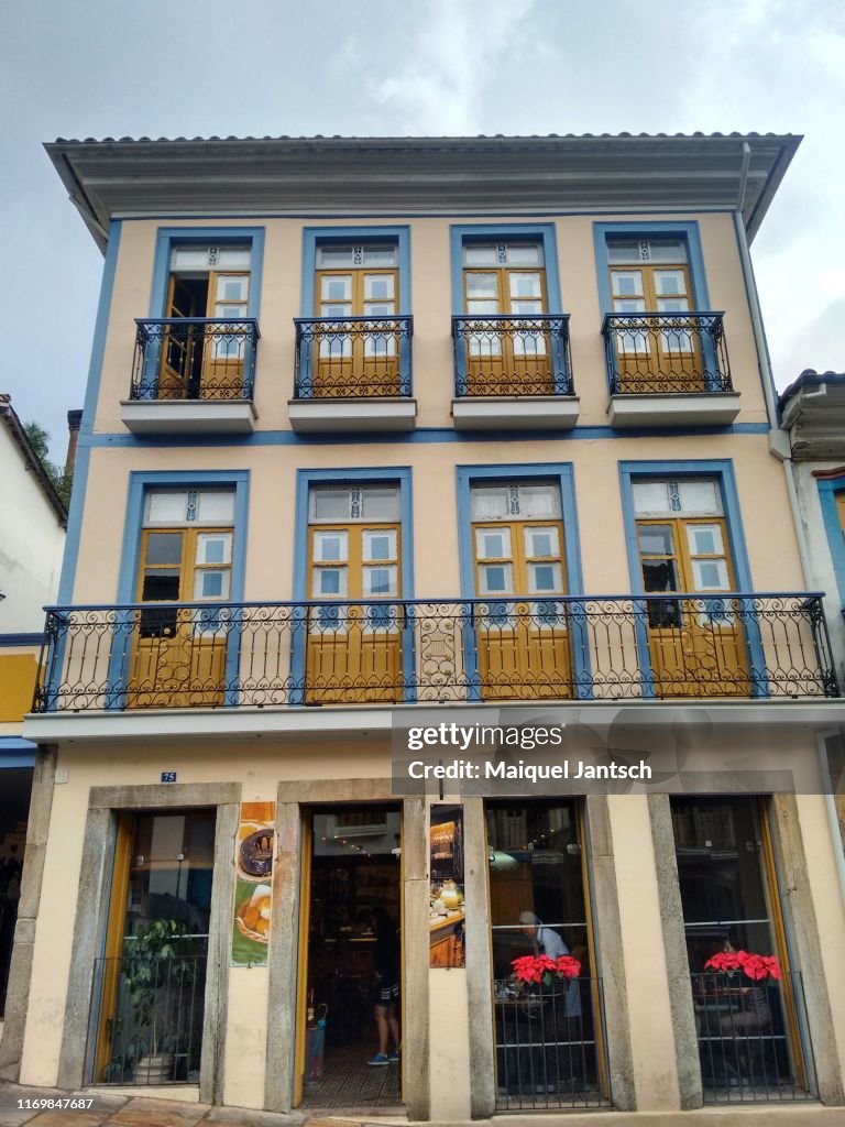 Classics windows and doors of the historic city of Ouro Preto, Minas Gerais state - Brazil