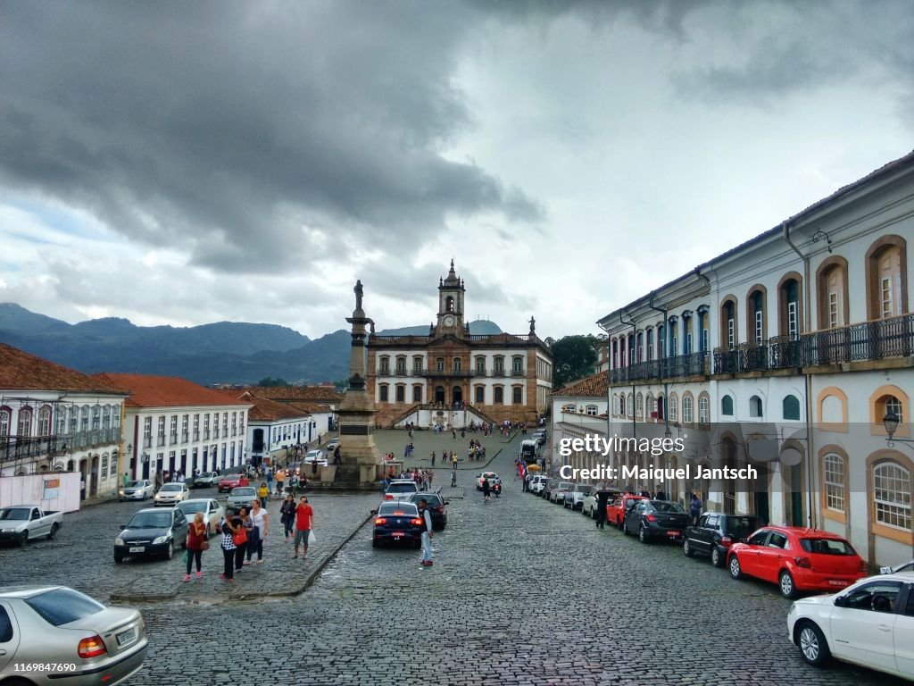 Tiradentes Square in Ouro Preto city, Minas Gerais state - Brazil