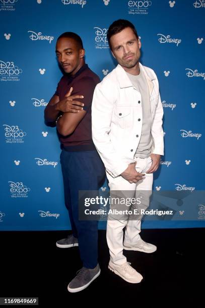 Anthony Mackie and Sebastian Stan of 'The Falcon and The Winter Soldier' took part today in the Disney+ Showcase at Disney’s D23 EXPO 2019 in...