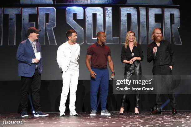 President of Marvel Studios Kevin Feige, Sebastian Stan, Anthony Mackie, Emily VanCamp, and Wyatt Russell of 'The Falcon and The Winter Soldier' took...