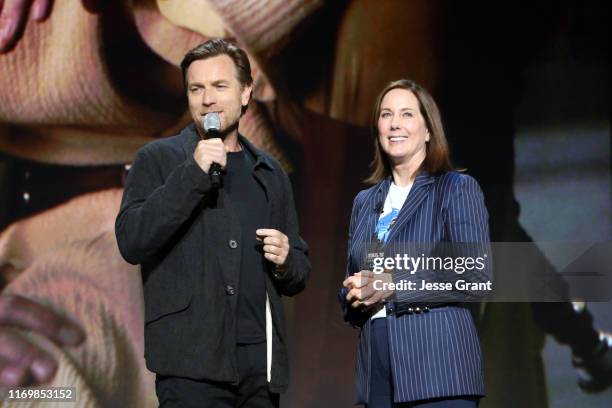 Ewan McGregor of 'Untitled Obi-Wan Kenobi Series' and Lucasfilm president Kathleen Kennedy took part today in the Disney+ Showcase at Disney’s D23...