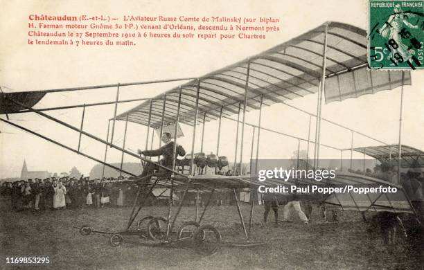c. 1910 France photo postcard of Sommer biplane at airfield c. 1910 France photo postcard of Sommer biplane at airfield