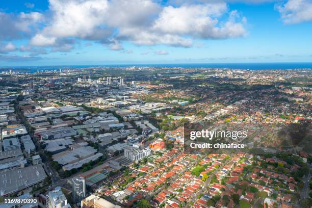 郊外の住宅の航空写真、北西シドニー - urban sprawl ストックフォトと画像