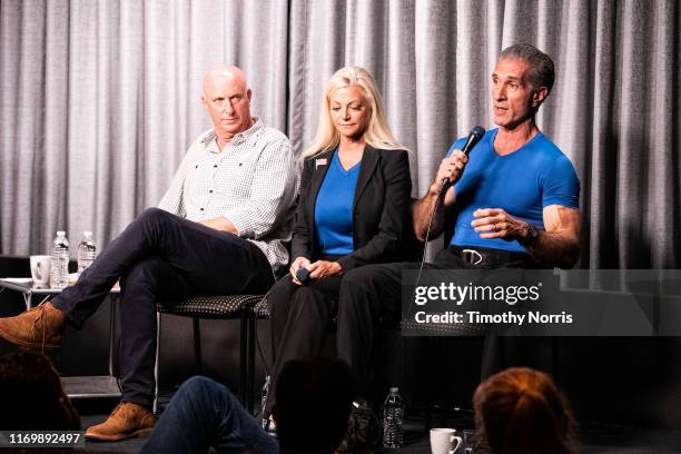 Charlie Brewer, Julie Michaels and Peewee Piemonte speak during SAG-AFTRA Foundation Conversations: Emmy Nominated Stunt Performers at SAG-AFTRA...