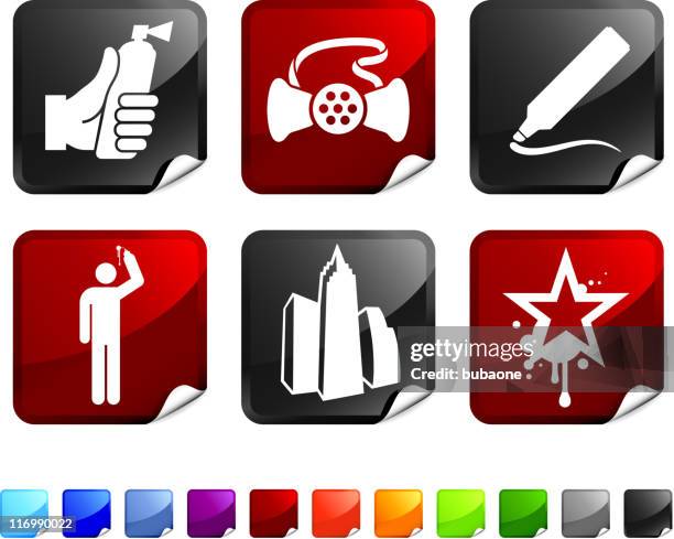 graffiti-kunst lizenzfreie vektor icon-set - graffiti spray paint cans stock-grafiken, -clipart, -cartoons und -symbole