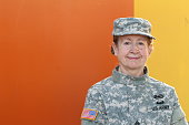 Mature female U.S. army veteran