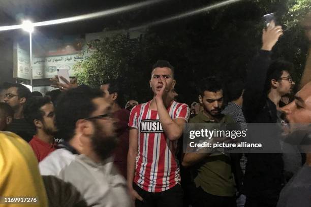 September 2019, Egypt, Cairo: A protester shouts slogans during a rare anti-government protest in Downtown Cairo. Photo: Gehad Hamdy/dpa