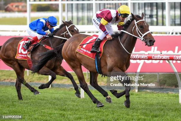 Brimham Rocks ridden by Michael Walker wins the East Malvern Bendigo Bank MRC Foundation Cup at Caulfield Racecourse on September 21, 2019 in...