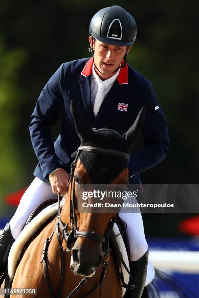 Scott Brash of Great Britain or Team GB riding Hello M'Lady competes during Day 5 of the Longines FEI Jumping European Championship, Round 2 Team...