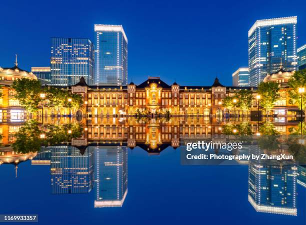 tokyo city at night japan. - tokyo station stock pictures, royalty-free photos & images