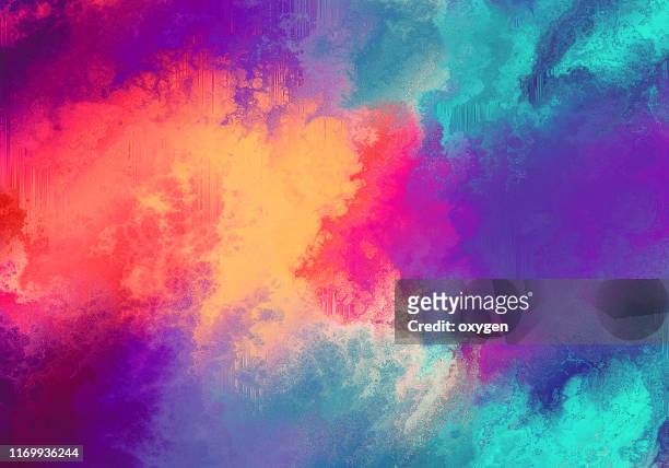 creative multicolored ebru background with abstract painted waves - spray abstract stock pictures, royalty-free photos & images