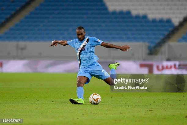 Abdelkarim Hassan crosses during Al Sadd v Umm Salal in the QNB Stars League on September 20 2019 in the Al Janoub Stadium, Qatar.