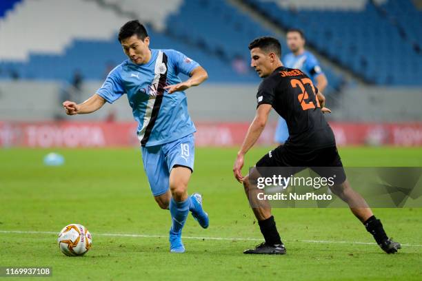 Nam Tae-hee pushes forward during Al Sadd v Umm Salal in the QNB Stars League on September 20 2019 in the Al Janoub Stadium, Qatar.