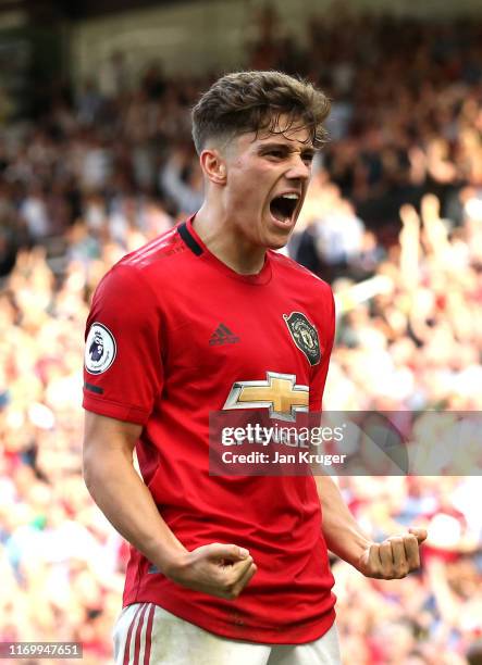 Daniel James of Manchester United celebrates scoring his team's first goal during the Premier League match between Manchester United and Crystal...