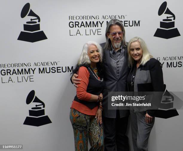 Brie Darling, Scott Goldman, Cherie Currie, at the Grammy Museum in Los Angeles, California on August 1, 2019.