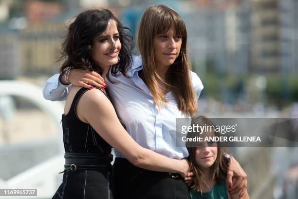 French actresses Eva Green , Zelie Boulant and French film director Alice Winocour pose during a photocall for the film "Proxima" during the 67th San...
