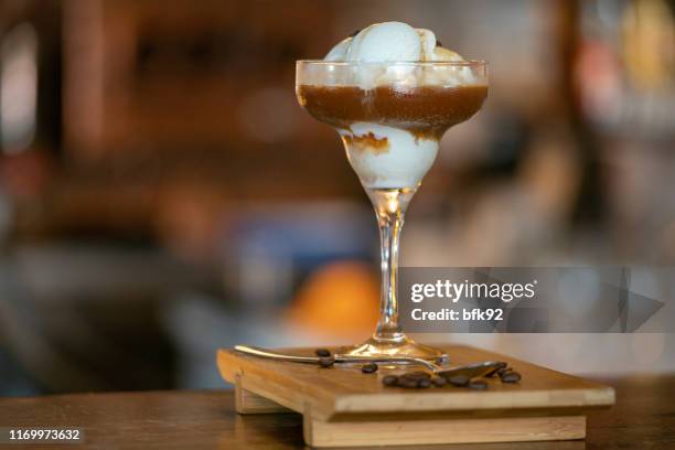 coffee with ice cream. - chocolate smoothie stock pictures, royalty-free photos & images