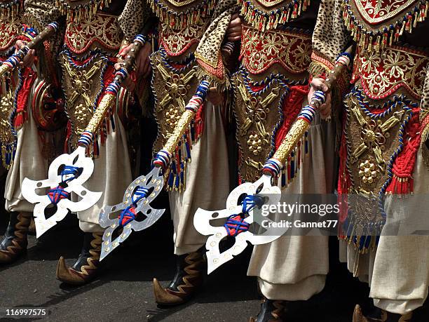 costumes at a moors and christians parade, spain - christendom stockfoto's en -beelden