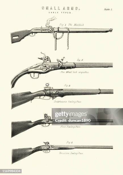 アンティーク銃器、銃、ライフル、マッチロック、アルケバス、鳥の作品 - ライフル点のイラスト素材／クリップアート素材／マンガ素材／アイコン素材