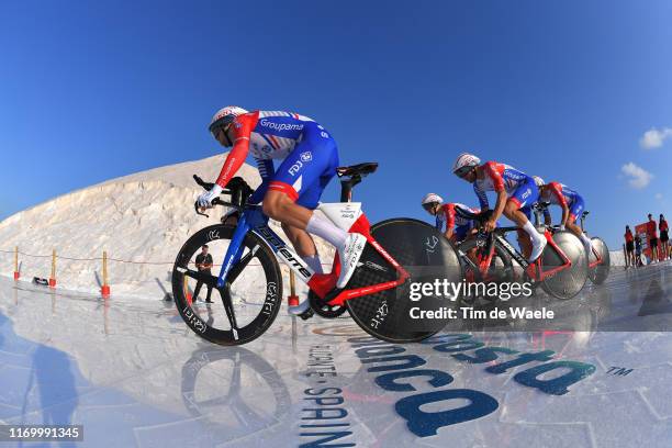 Start / Marc Sarreau of France and Team Groupama-FDJ / Bruno Armirail of France and Team Groupama-FDJ / Mickaël Delage of France and Team...