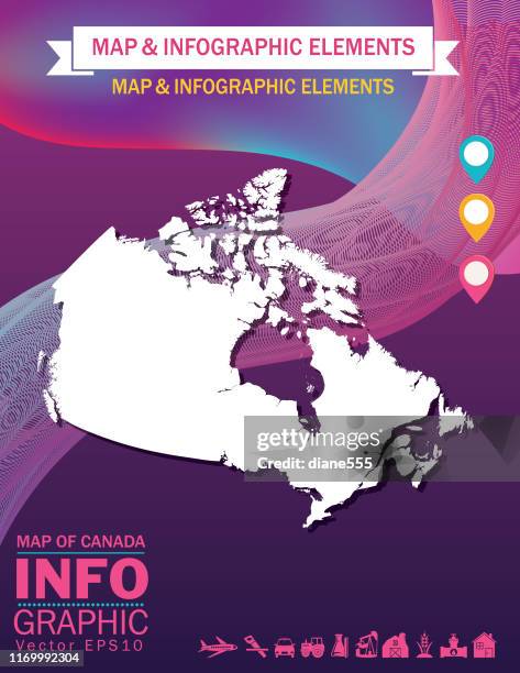 map of canada on a fluid design background - purple gradient stock illustrations