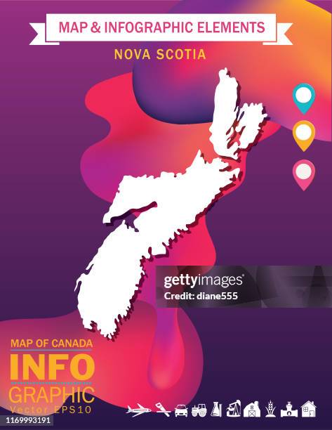 map of canada on a fluid design background - nova scotia map stock illustrations