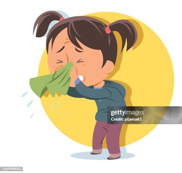 sneezing - cold and flu stock illustrations