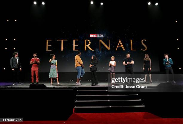 Richard Madden, Kumail Nanjiani, Lauren Ridloff, Salma Hayek, Lia McHugh, Don Lee, Angelina Jolie, and Barry Keoghan of 'The Eternals' took part...