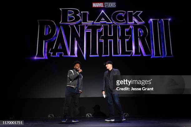 Ryan Coogler of 'Black Panther 2' and President of Marvel Studios Kevin Feige took part today in the Walt Disney Studios presentation at Disney’s D23...