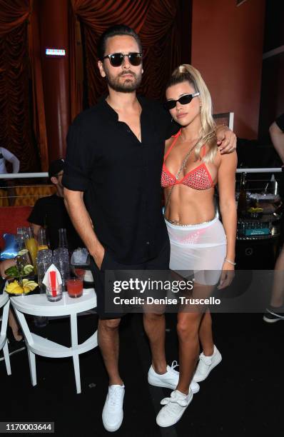 Scott Disick and Sofia Richie celebrate Sofia Richie's 21st birthday at Encore Beach Club At Wynn Las Vegas on August 24, 2019 in Las Vegas, Nevada.