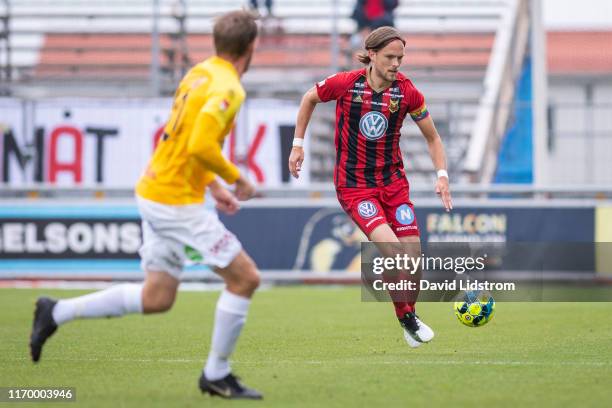 Tom Pettersson of Ostersunds FK during the Allsvenskan match between Falkenbergs FF and Ostersunds FK at Falcon Alkoholfri Arena on September 21,...