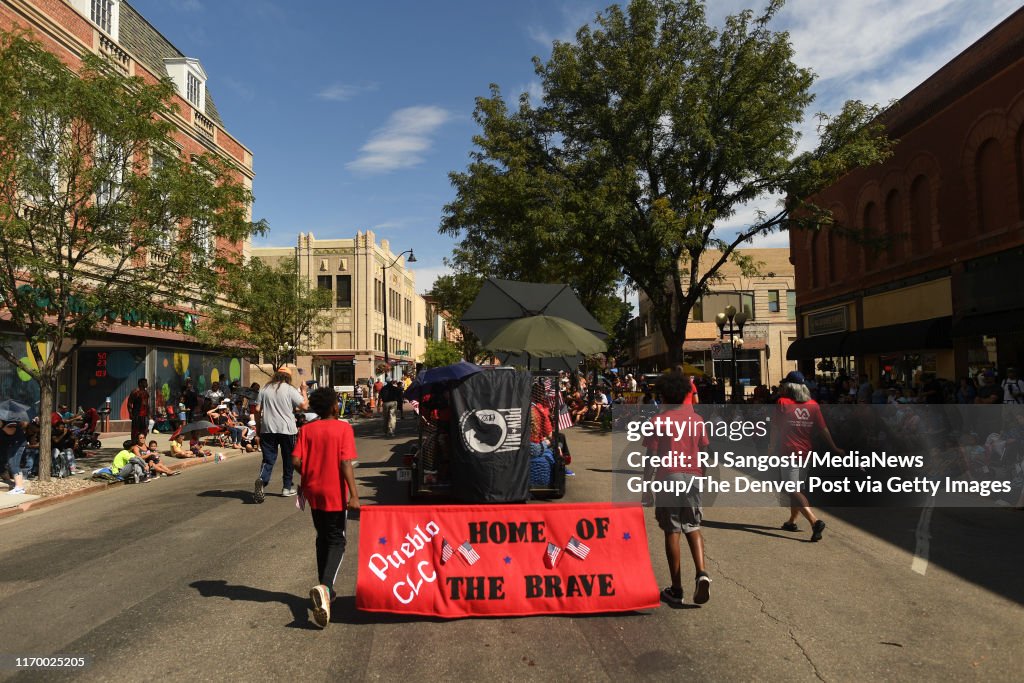 Colorado State Fair parade heads down Main Street on August 23, 2019 ...