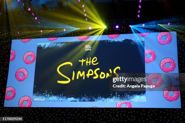 View of the screen at The Simpsons! panel during the 2019 D23 Expo at Anaheim Convention Center on August 24, 2019 in Anaheim, California.